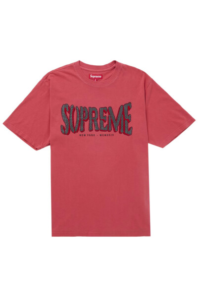 FLOCKED WASHED SS TOP Rojo