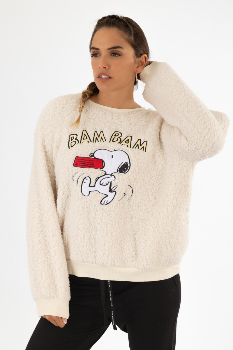 Sweater sherpa bam bam snoopy - Marfil 