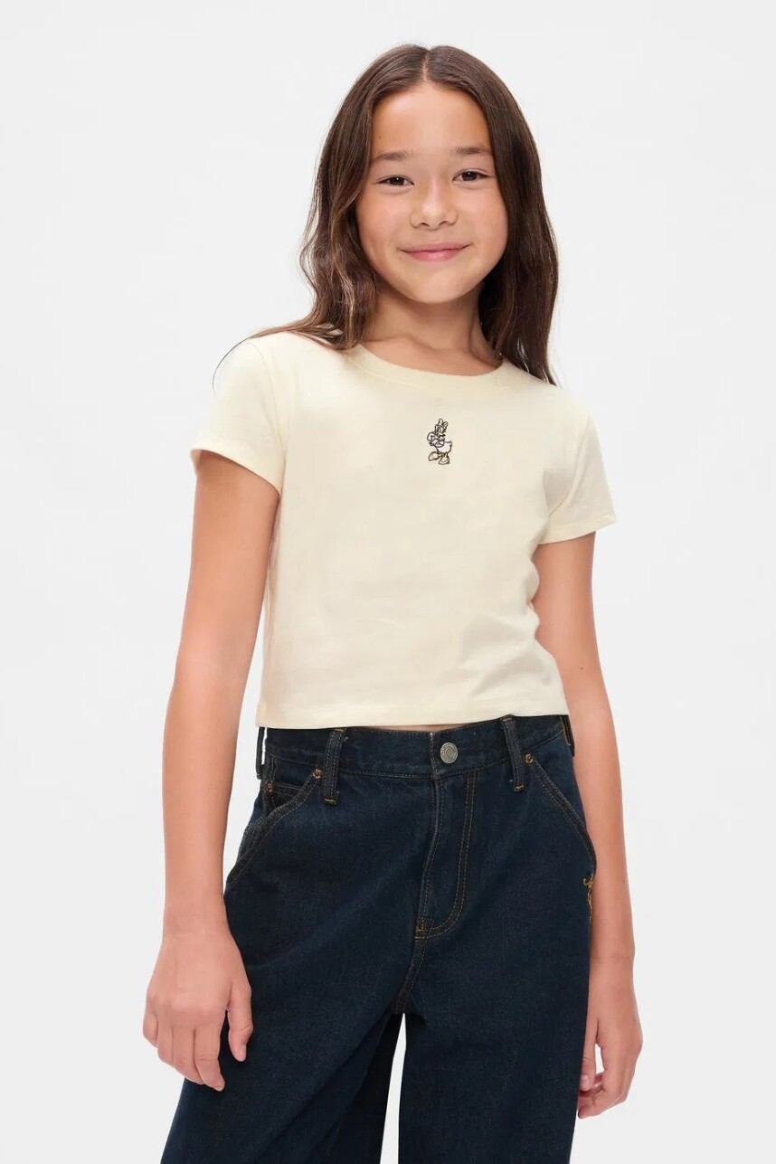 Remera Crop Minnie Niña Ivory Frost