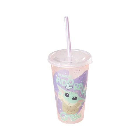 Vaso Plástico con Pajita Baby Yoda 500 ml U