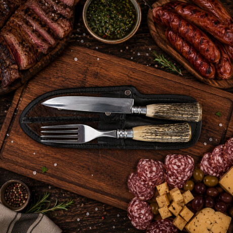 Set de Asado Artesanal - Cuchillo y Tenedor Parrillero Simil Ciervo N°5 Set de Asado Artesanal - Cuchillo y Tenedor Parrillero Simil Ciervo N°5