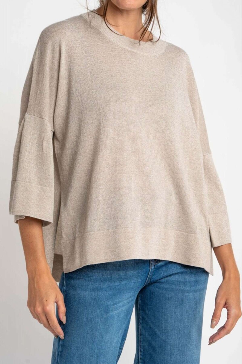 Sweater Manga Volado - Beige Melange 
