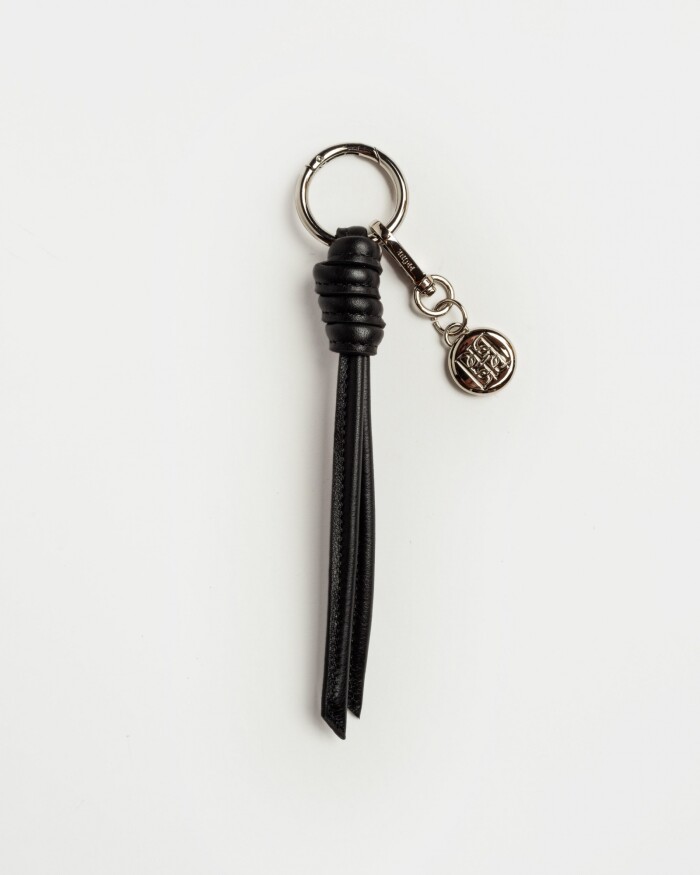 Llavero Coin en cuero liso Negro