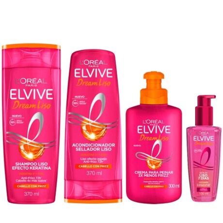 Pack L'Oréal Paris Dream Liso Shampoo 370ml + Acondicionador 370ml + Sérum 100ml + Mascarilla Capilar 300ml Pack L'Oréal Paris Dream Liso Shampoo 370ml + Acondicionador 370ml + Sérum 100ml + Mascarilla Capilar 300ml