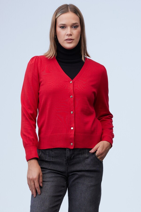 Cardigan Basico Boton Metal ROJO