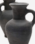 Set Tefare de 2 jarrones de terracota con acabado negro 18 cm / 18 cm Set Tefare de 2 jarrones de terracota con acabado negro 18 cm / 18 cm