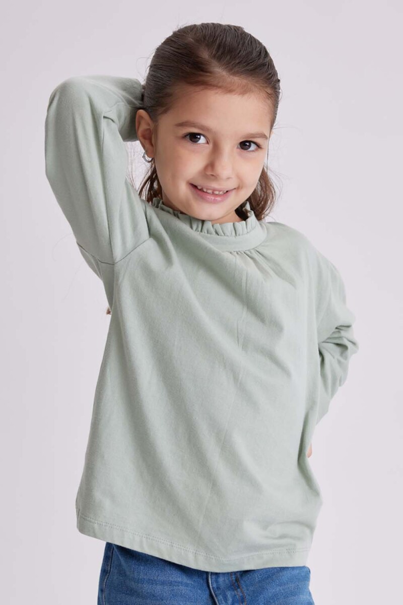 Remera manga larga frunces Verde