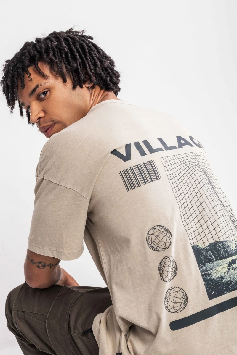 Remera oversize estampada Reus Beige