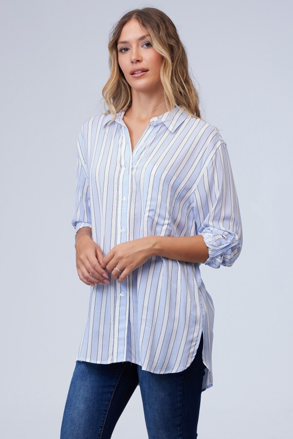 Camisa Lineas Oversize CELESTE/MULTI