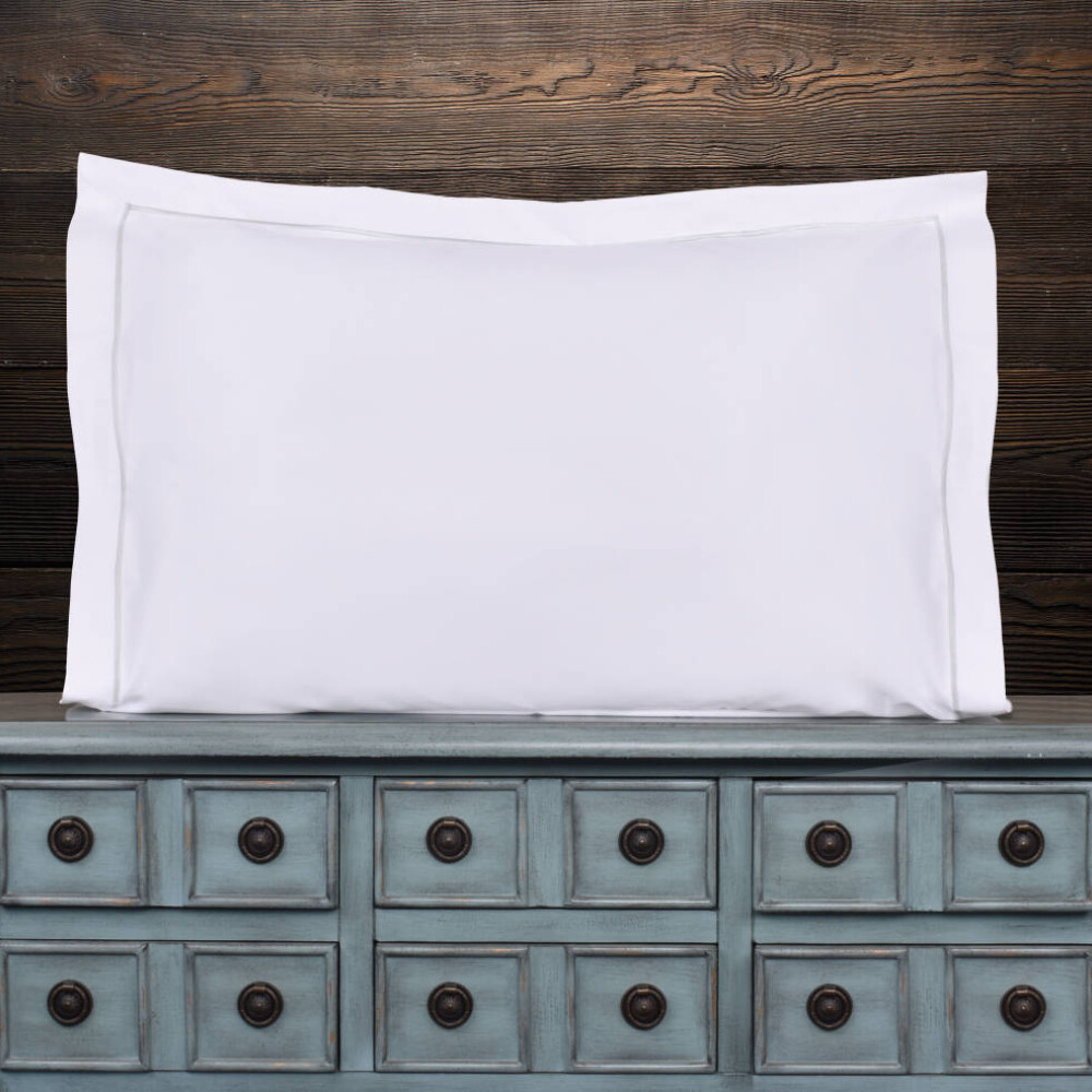 Funda Finezza 400 hilos Blanco con Bordado Gris 50x70cm