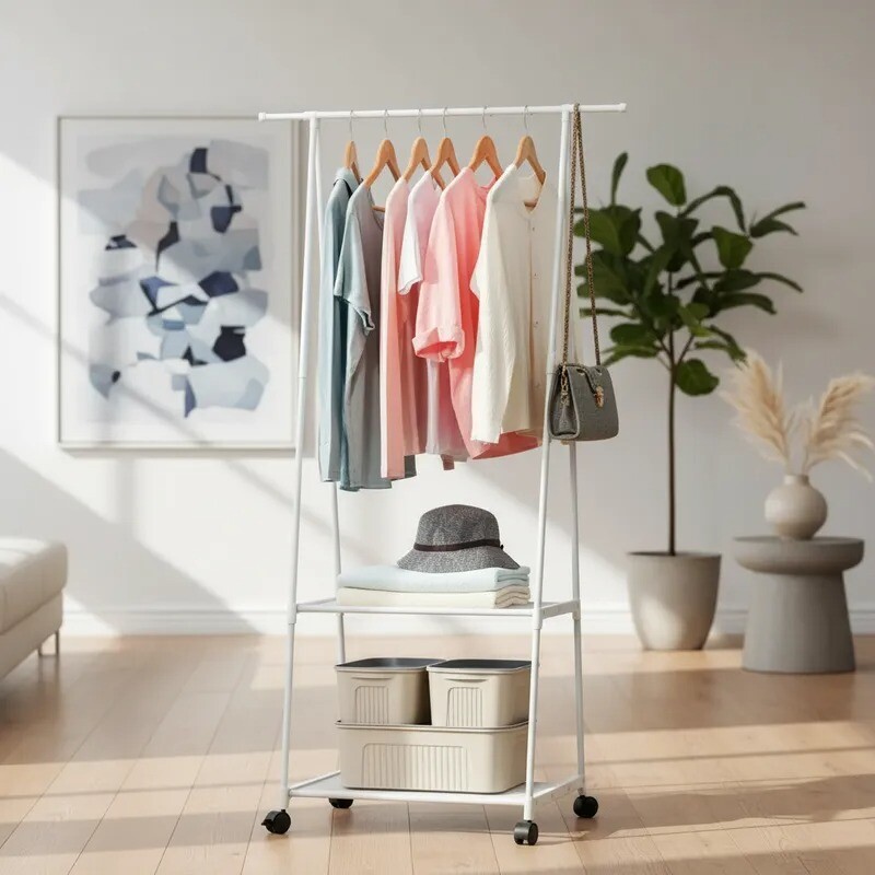 Perchero Triangular de Pie Multifuncional BLANCO