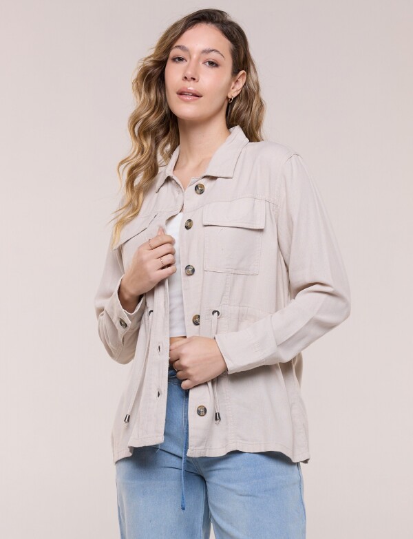 Sobrecamisa Utilitaria Con Cordón Ajustable BEIGE
