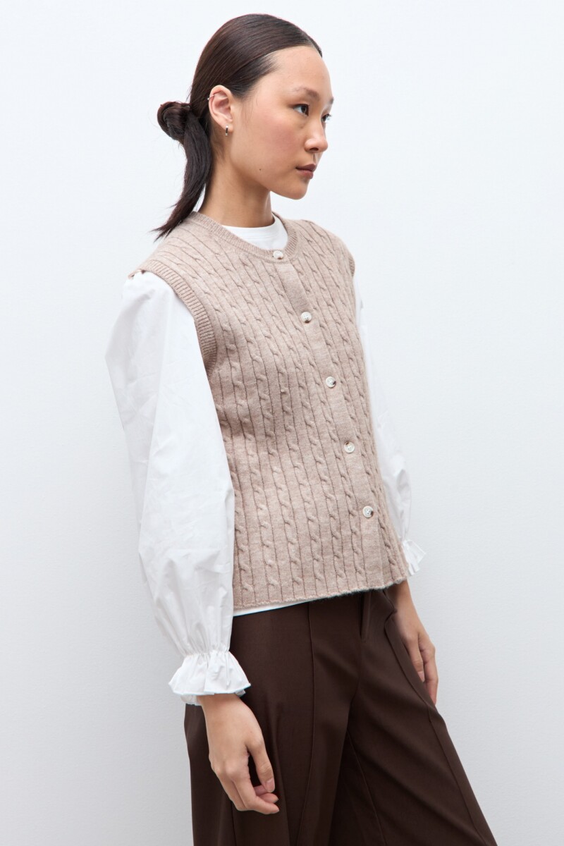 Chaleco estructuras tostado melange