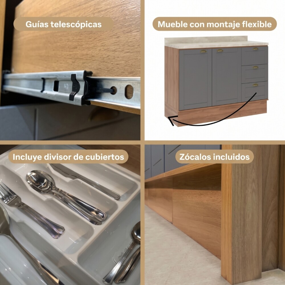 Bajo Mesada Americana 2 Puertas 80cm Gris Bajo Mesada Americana 2 Puertas 80cm Gris