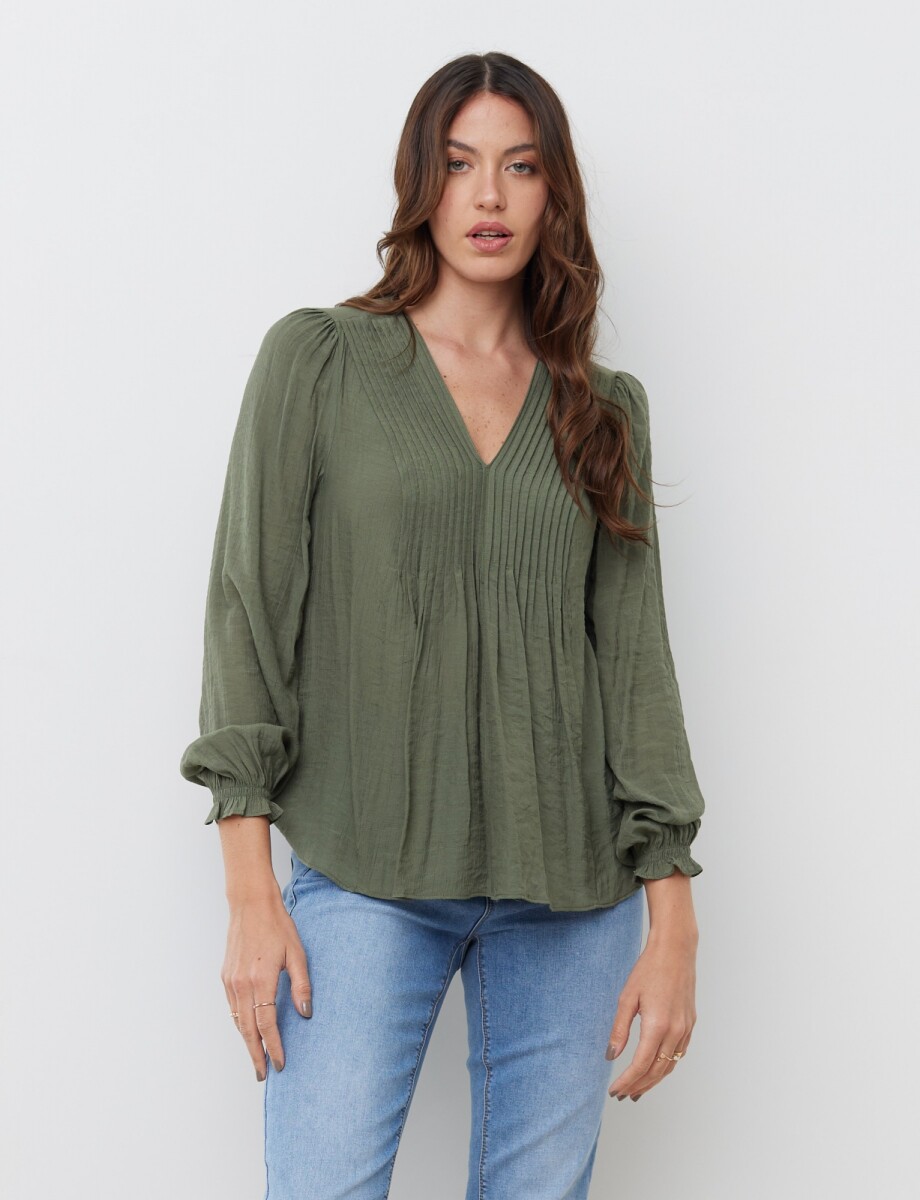 Blusa Plisada - Oliva 