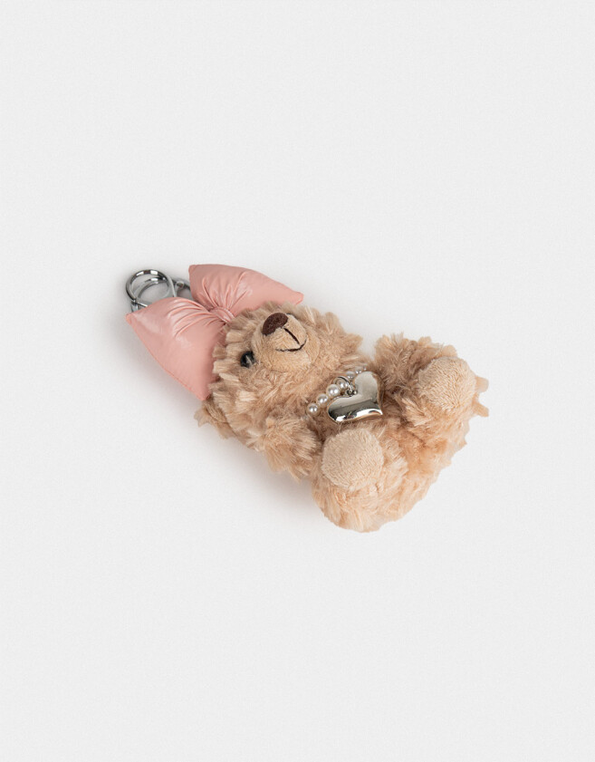 Llavero Peluche Llavero Y Charm De Osito Con Moño - Marron Beige