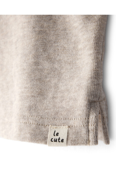Remera henley de algodón con capucha, beige Sin color