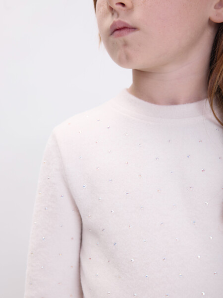 Remera lanilla strass Crudo