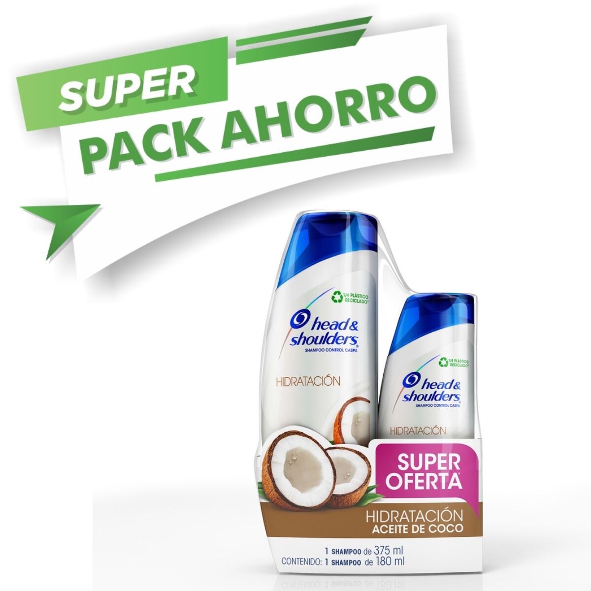 Shampoo Head & Shoulders Anticaspa Coco - Pack Ahorro 375 ML + SH 180 ML 