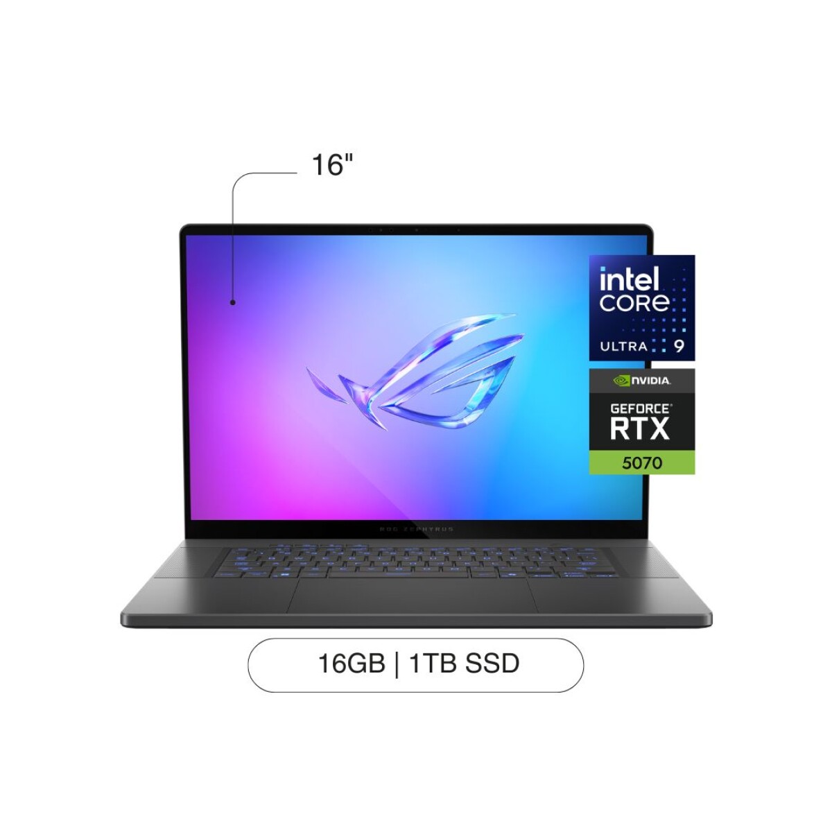 Notebook ASUS Rog Zephyrus G16 16' OLED 1TB / 16GB RAM Intel Core Ultra 9 285H RTX5070 8GB 