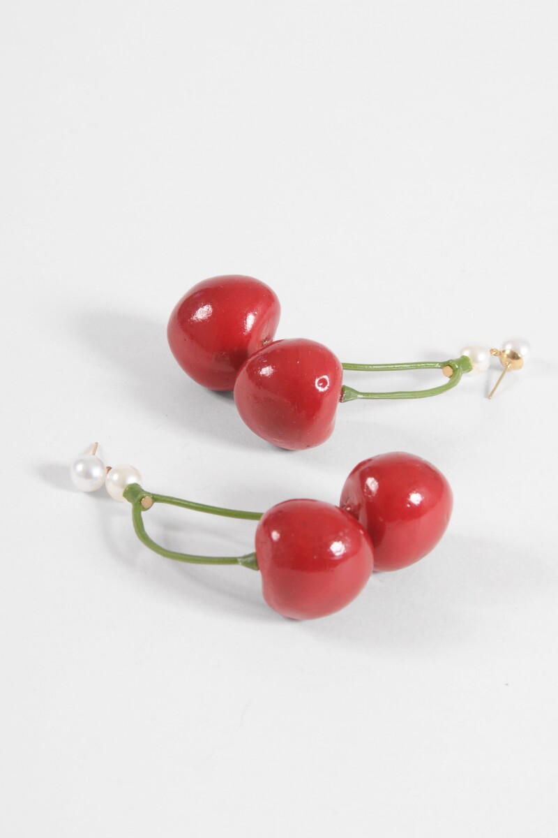 Caravanas cherry con perla cereza
