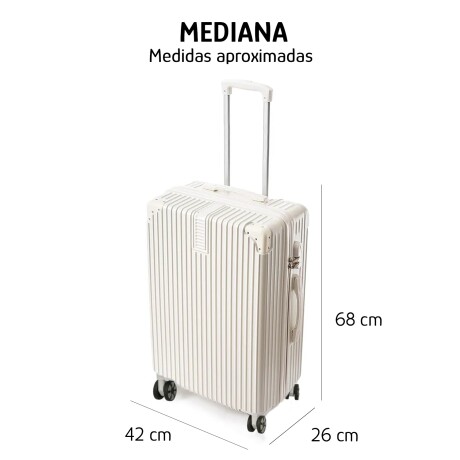 Valija Mediana Rigida 4 Ruedas Dobles Giratorias con Candado Blanco