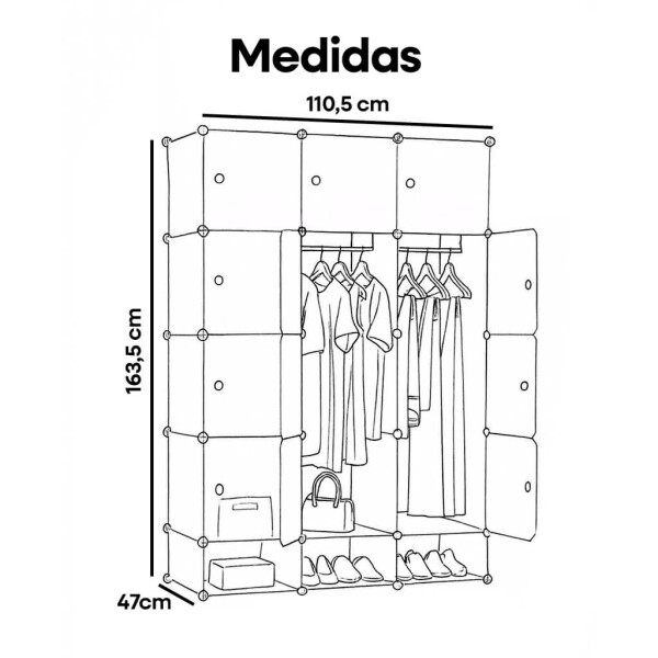 Ropero Armario Placard IMBACK IBK-PLC012 | Amplio, Modular, Resistente con 2 Barras Colgadoras y Estantes Blanco Ropero Armario Placard IMBACK IBK-PLC012 | Amplio, Modular, Resistente con 2 Barras Colgadoras y Estantes Blanco
