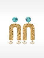 Pendientes De Arco Con Piedra multicolor