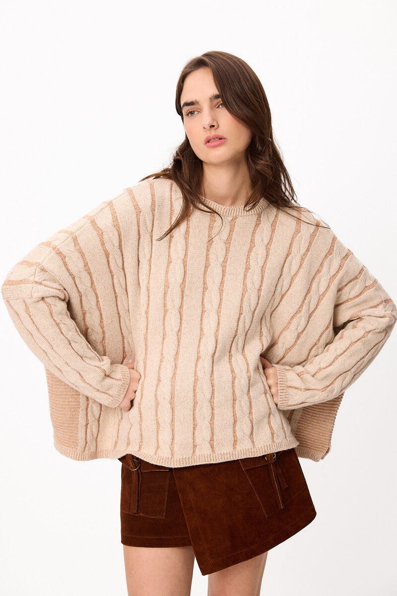 Sweater Lana Crop Oceano Crudo/Camel