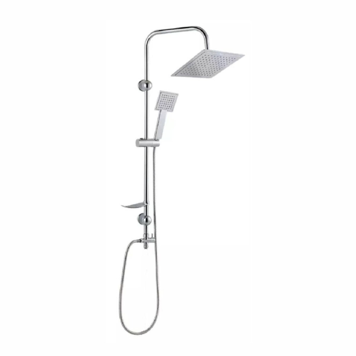 Barral columna cuadrada de ducha Acero Inox Ajustable sin monocomando 