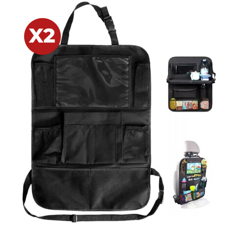 Organizador De Asiento Auto X2 Pack Soporte Tablet Negro