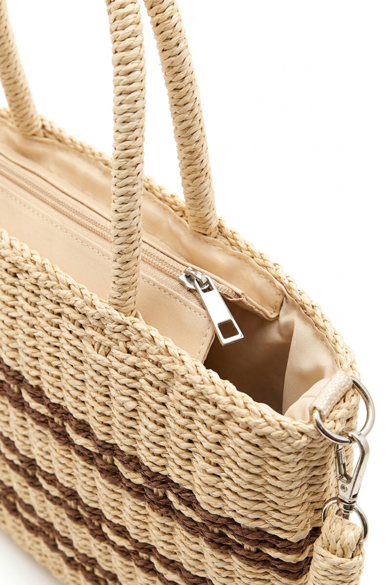 Bolso tejido rayas beige