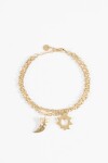 Pulsera cadena dijes acero dorado