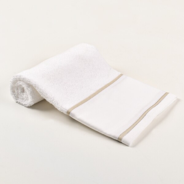 Toallita de 400 hilos Colección Finezza 30×50 cm Blanco con Beige