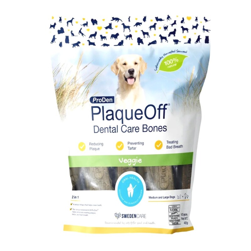 ProDen PlaqueOff huesos para perros 100% vegetal - 13 huesos 485 Grs. ProDen PlaqueOff huesos para perros 100% vegetal - 13 huesos 485 Grs.