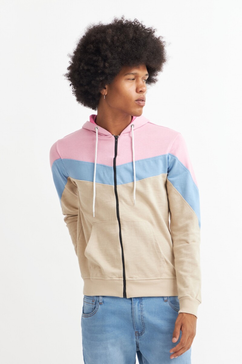 Sweatshirt con cierre frontal - Beige 