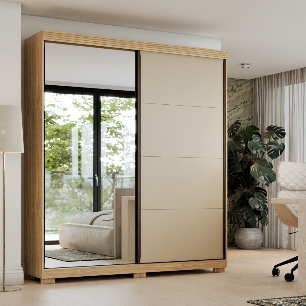 Ropero 2 puertas corredizas con espejo Sierra - Moderna Ropero 2 puertas corredizas con espejo Sierra - Moderna