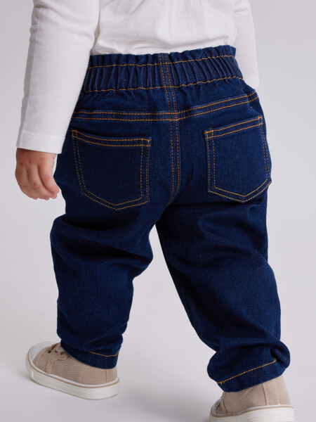 Pantalón jean paper bag Azul Oscuro