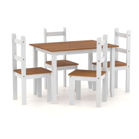 Juego de comedor 4 sillas Linea Naturale Blanco/Roble