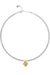 COLLAR DE ALEACIÓN DE METALES BAÑADO EN PLATA DE LEY CON DETALLE DE CORAZÓN BAÑADO EN ORO 18K Colgante