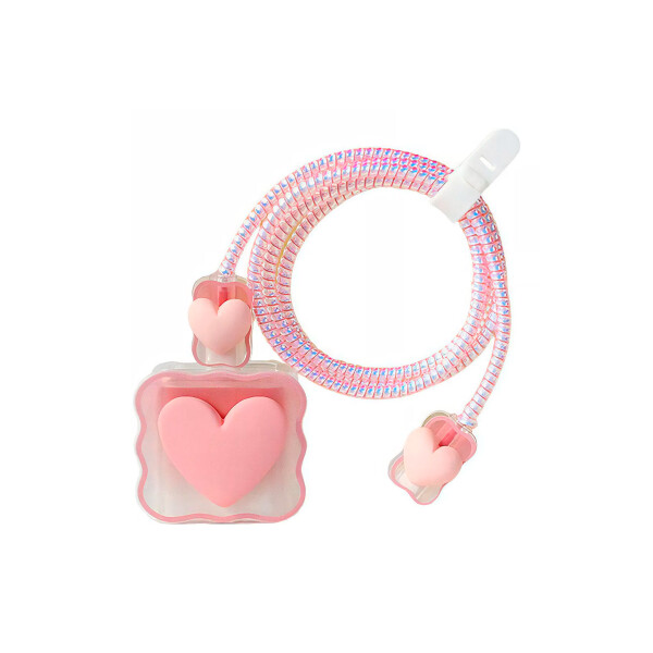 Kit de protectores para cargador de iPhone diseño corazón 3D Kit De Protectores Para Cargador De Iphone Diseño Corazón 3d