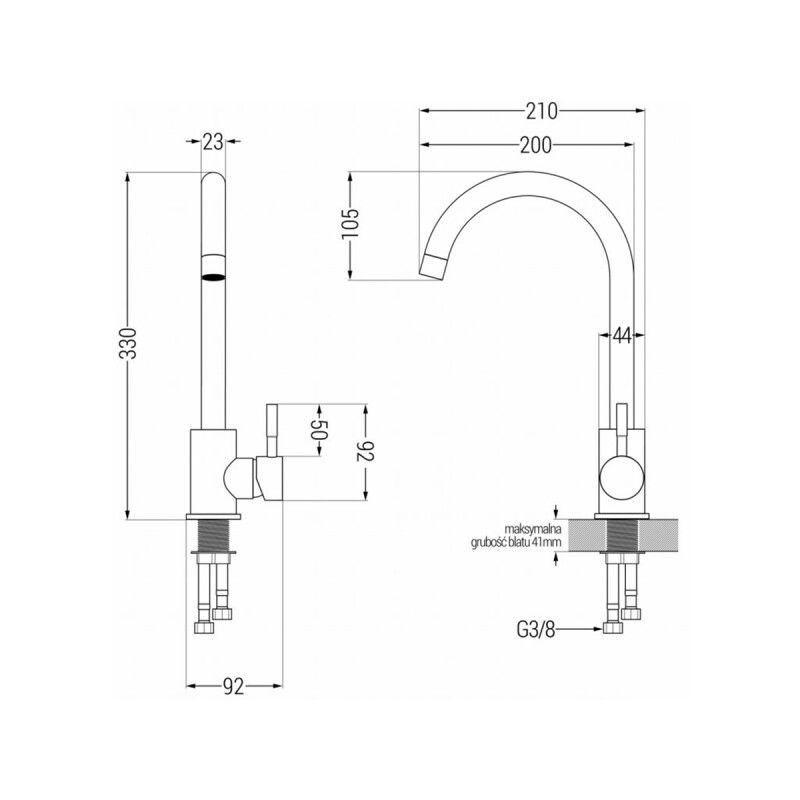 Canilla monocomando para mesada agua fría NEGRO
