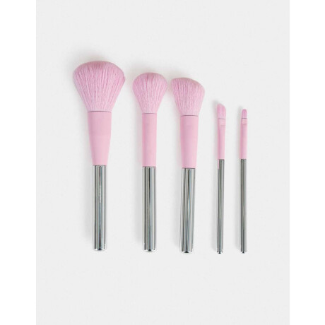 Set De 5 Brochas De Maquillaje Con Portacosméticos Combinacion Bicolor