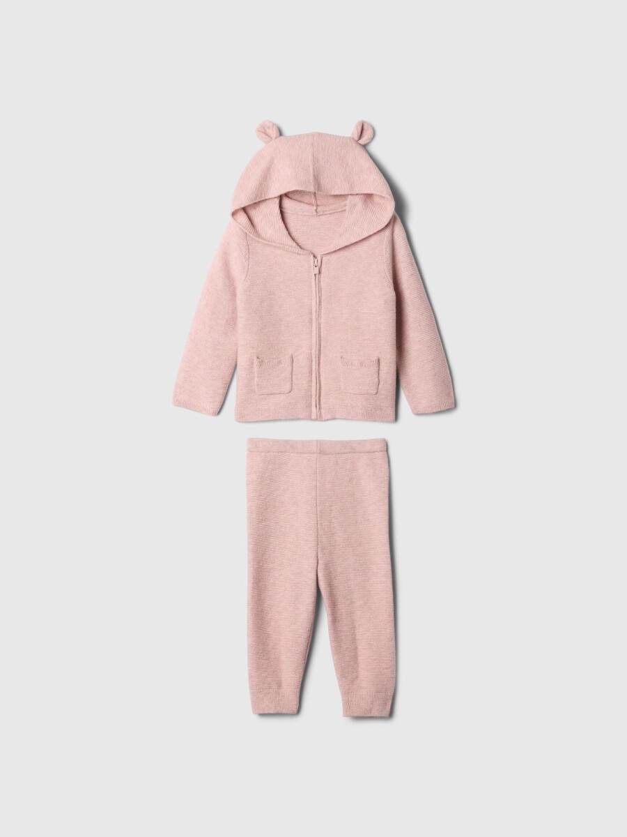 Set Cashsoft Canguro Y Pantalòn Bebé - Pink Heather 