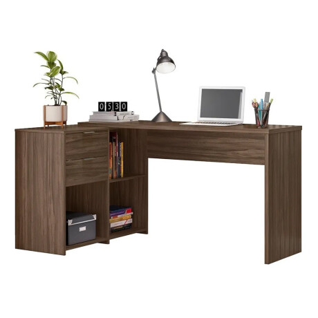 ESCRITORIO 2 CAJONES MESA PARA PC LAPTOP COMPUTADORA DOBLE MONTAJE COLOR MADERA
