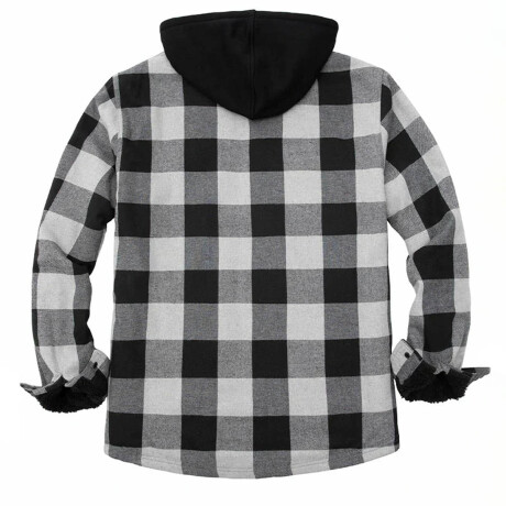 Campera Camisa Leñadora Cangurito Capucha Con Cierre Gris
