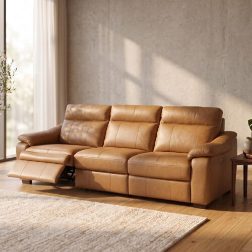 Sillón recliner 3 Cuerpos Rubi - 100% Cuero | Eléctrica Camel
