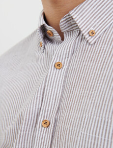 012611 CAMISA HARRINGTON LABEL Tostado / Blanco