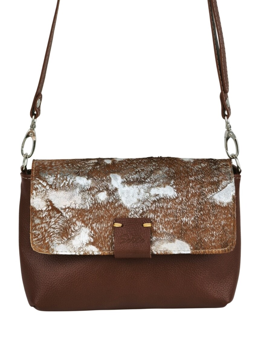 Morral con solapa combinado chico - Marrón 