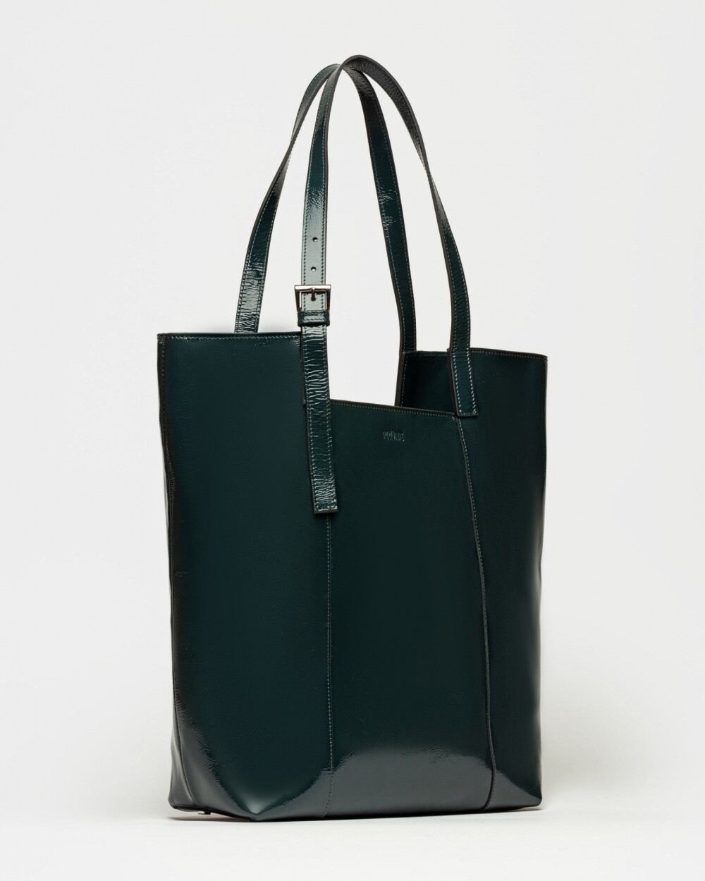 Shopper The Icon en cuero charol arrugado Verde